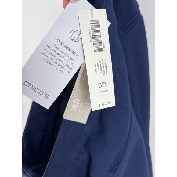 Chicos So Slimming Navy Trousers Size 16R / 3R Polyester Blend New With Tags - Picture 6 of 6